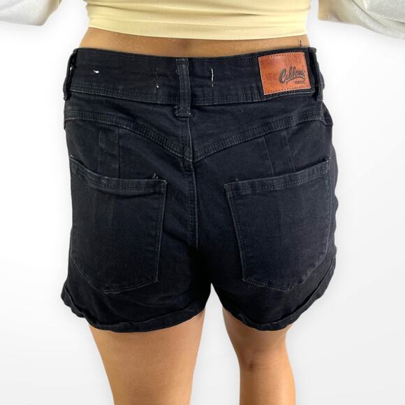 90s CALIFORNIA VINTAGE Vintage Black Stretch Rolled Hem Shorts - Picture 3 of 7